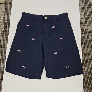 Vineyard Vines Kids Navy Blue Shorts with American Flag Whale Embroidery